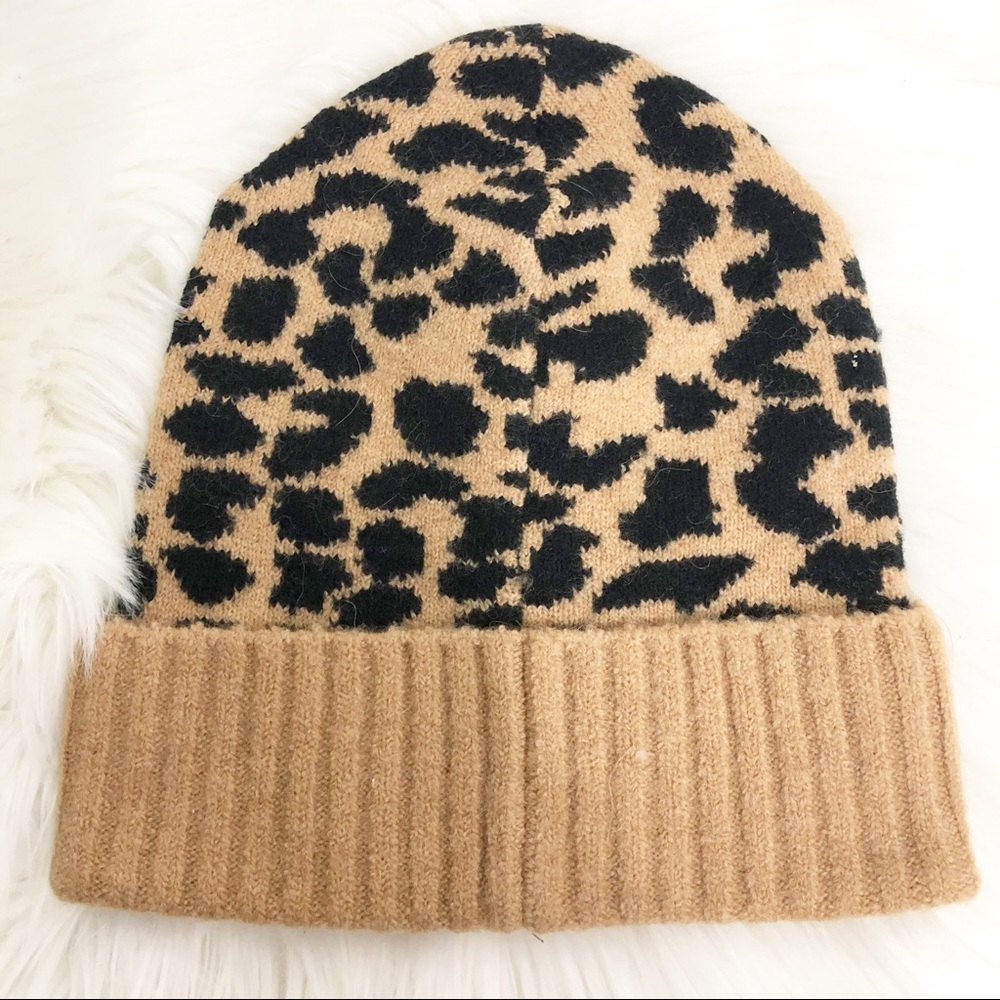 J. Crew Leopard Print Beanie Supersoft yarn - Picture 7 of 7